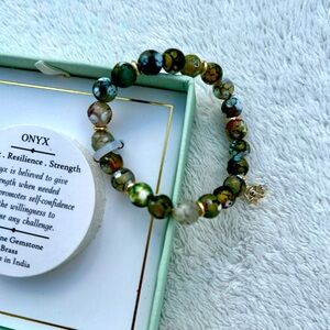 New Shivam Bracelet Green Onyx Dragon Vein Agate Gemstone Stretch